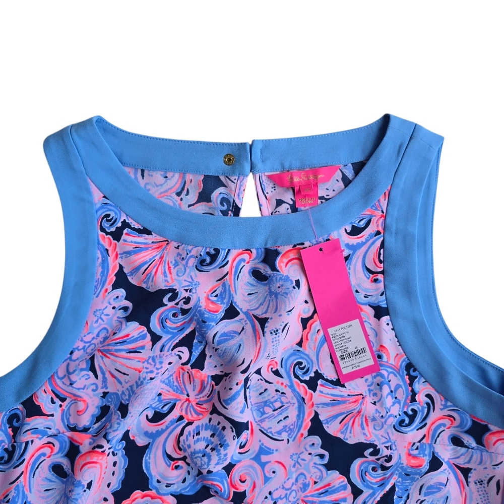 Lilly Pulitzer Angie Stretch Shift High Tide Navy Its For Shore Dress Size 10 - Picture 7 of 8